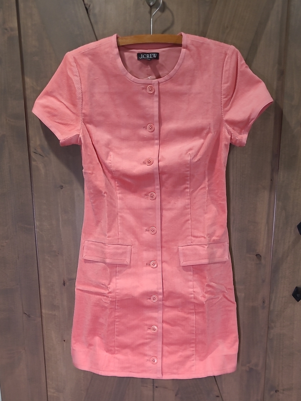 J. Crew Parc dress in stretch Cordoroy Coral-Pink  4 NWT